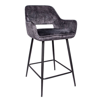 Barstuhl - Fallon Velvet Niedrig (60 x 54 x 95 cm) Anthrazit von PTMD - Esszett Luxury | Stilvolles Wohnen mit Charakter