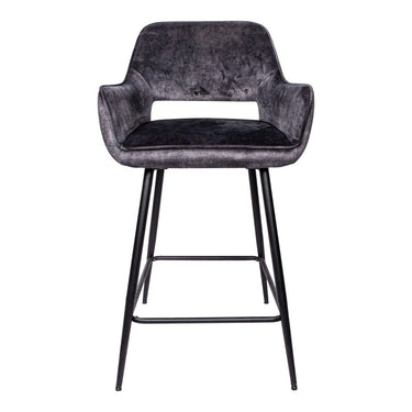 Barstuhl - Fallon Velvet Niedrig (60 x 54 x 95 cm) Anthrazit von PTMD - Esszett Luxury | Stilvolles Wohnen mit Charakter