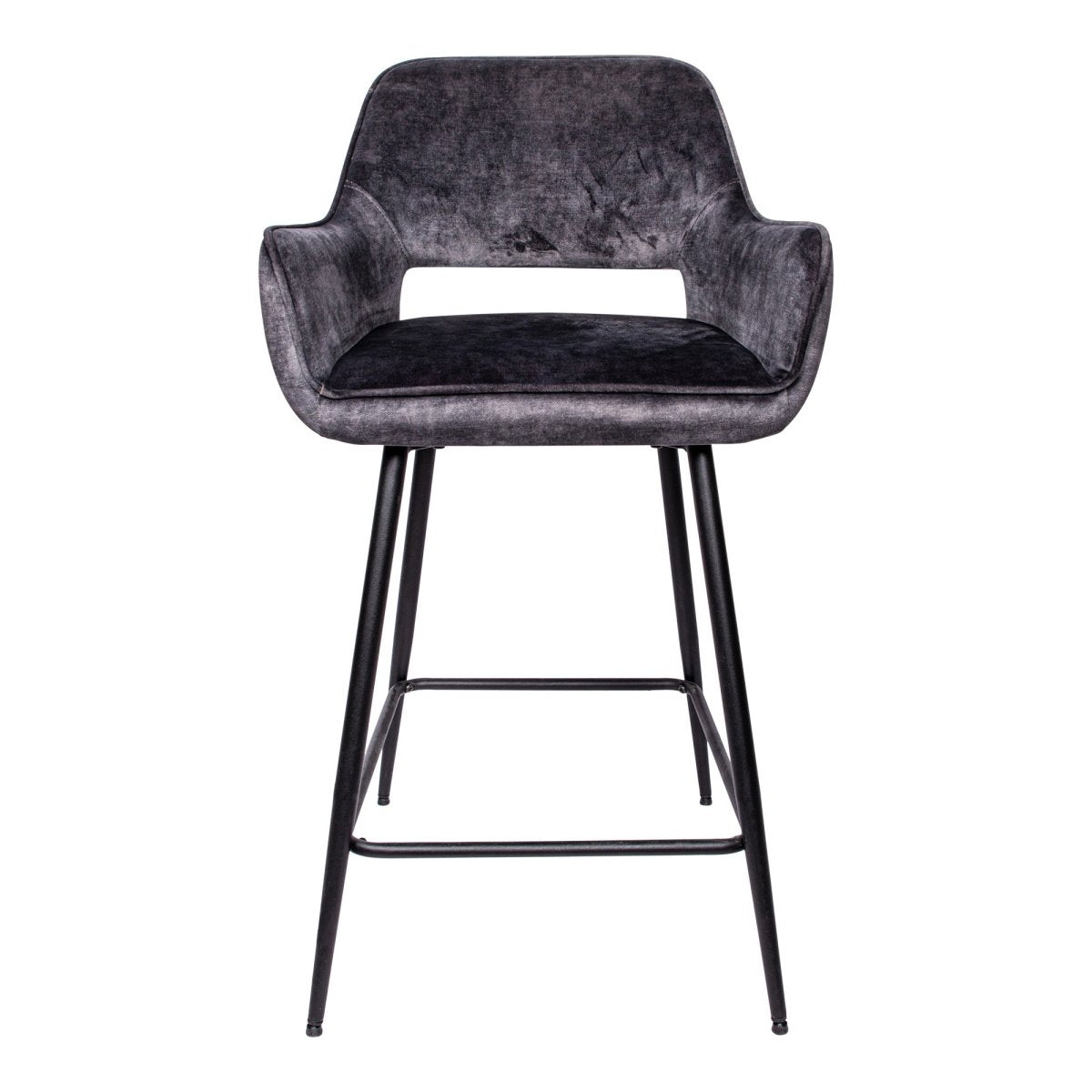 Barstuhl - Fallon Velvet Niedrig (60 x 54 x 95 cm) Anthrazit von PTMD - Esszett Luxury | Stilvolles Wohnen mit Charakter