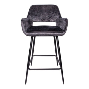Barstuhl - Fallon Velvet Niedrig (60 x 54 x 95 cm) Anthrazit von PTMD - Esszett Luxury | Stilvolles Wohnen mit Charakter