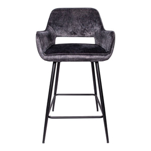 Barstuhl - Fallon Velvet Niedrig (60 x 54 x 95 cm) Anthrazit von PTMD - Esszett Luxury | Stilvolles Wohnen mit Charakter
