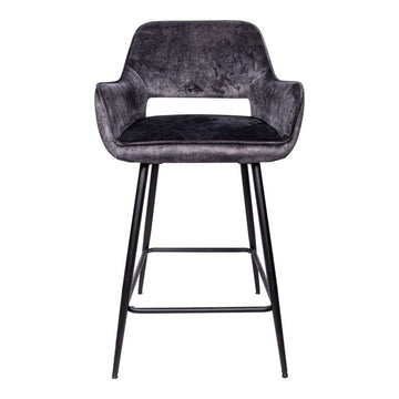 Barstuhl - Fallon Velvet Niedrig (60 x 54 x 95 cm) Anthrazit von PTMD - Esszett Luxury | Stilvolles Wohnen mit Charakter