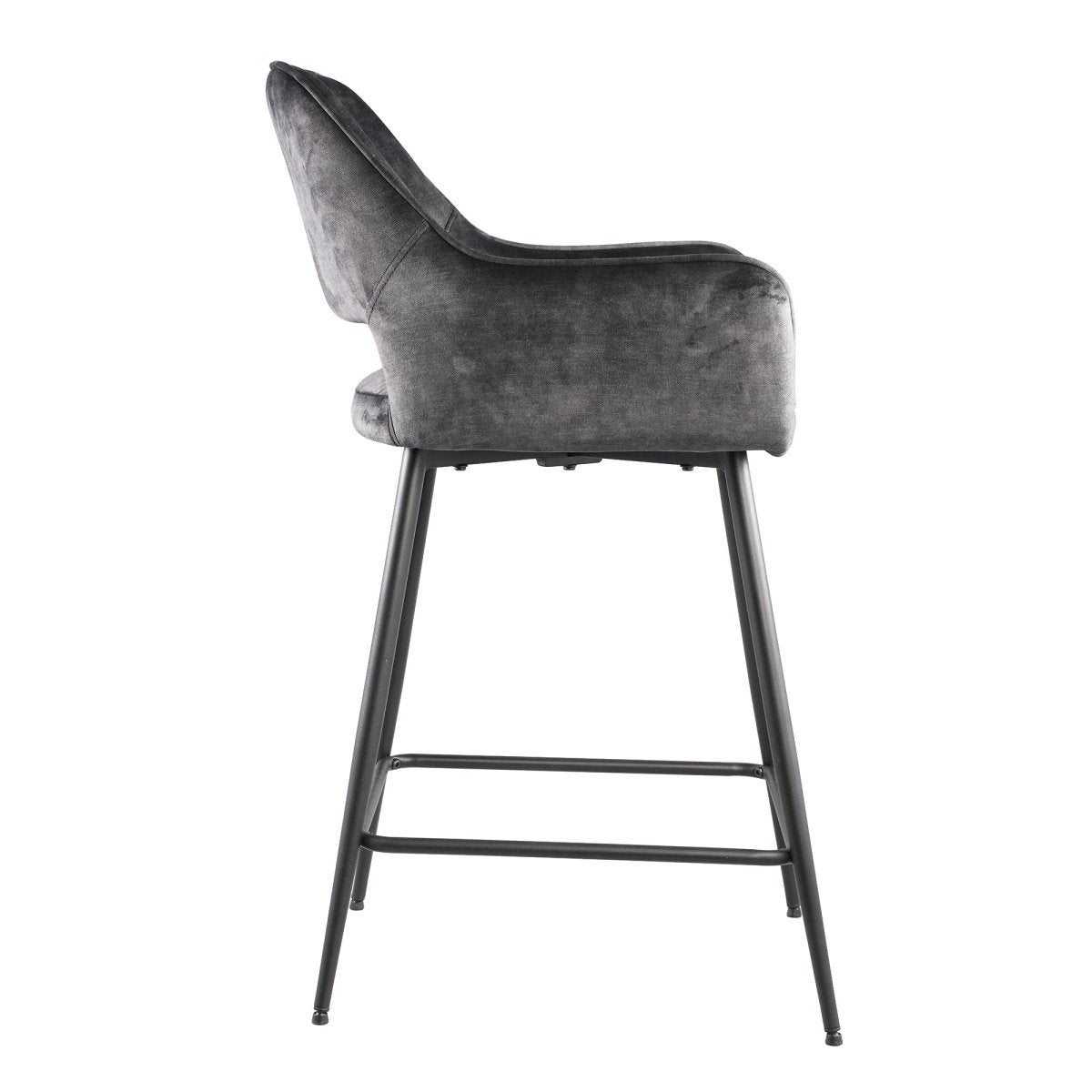 Barstuhl - Fallon Velvet Niedrig (60 x 54 x 95 cm) Anthrazit von PTMD - Esszett Luxury | Stilvolles Wohnen mit Charakter