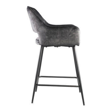 Barstuhl - Fallon Velvet Niedrig (60 x 54 x 95 cm) Anthrazit von PTMD - Esszett Luxury | Stilvolles Wohnen mit Charakter