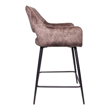 Barstuhl - Fallon Velvet Niedrig (60 x 54 x 95 cm) Braun von PTMD - Esszett Luxury | Stilvolles Wohnen mit Charakter