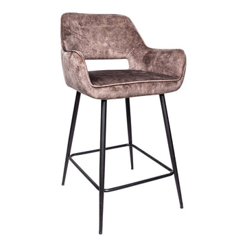 Barstuhl - Fallon Velvet Niedrig (60 x 54 x 95 cm) Braun von PTMD - Esszett Luxury | Stilvolles Wohnen mit Charakter