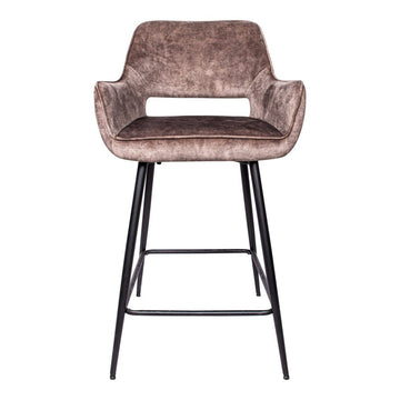 Barstuhl - Fallon Velvet Niedrig (60 x 54 x 95 cm) Braun von PTMD - Esszett Luxury | Stilvolles Wohnen mit Charakter