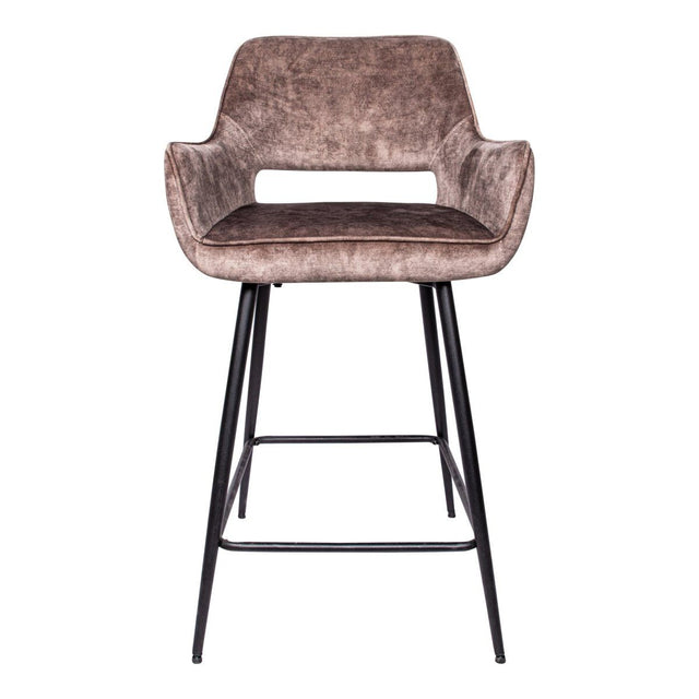 Barstuhl - Fallon Velvet Niedrig (60 x 54 x 95 cm) Braun von PTMD - Esszett Luxury | Stilvolles Wohnen mit Charakter