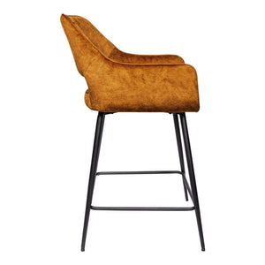 Velvet & Metal Bar Stool with Armrests – Fal | PTMD
