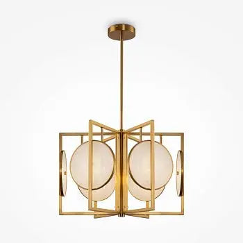 Pendant Lamp Brass Metal with Natural Stone Slabs 6-bulb E14 – Marmo | Maytoni