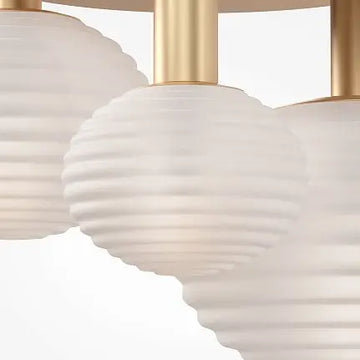 Ceiling light gold-colored with ribbed white glass shade and 3×E14 socket – Reels | Maytoni