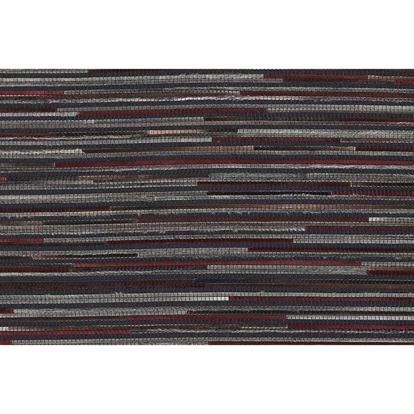 Patchwork-Look Rug Leather-Wool Mix & Flat Structure - Wild 8023 | Kayoom