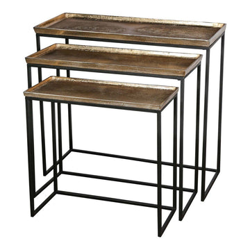 Beistelltisch - Daan Gold Aluminium black iron (Set aus 3) von PTMD - Esszett Luxury | Stilvolles Wohnen mit Charakter