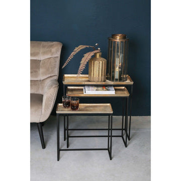 Beistelltisch - Daan Gold Aluminium black iron (Set aus 3) von PTMD - Esszett Luxury | Stilvolles Wohnen mit Charakter