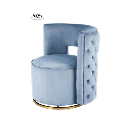 Sessel – Hellblauer Samtbezug, Goldfarbene Akzente, Elegante Silhouette, 77,5 cm - Beverly 125 | Kayoom image