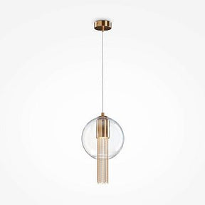 Pendelleuchte mit transparentem Glasschirm und dekorativen Bronze - Ketten im eleganten Design – Flusso | Maytoni - Esszett Luxury | Stilvolles Wohnen mit Charakter