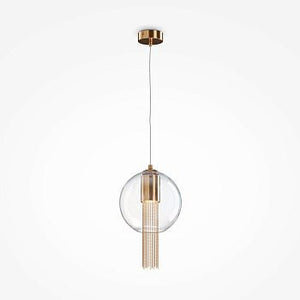 Pendelleuchte mit transparentem Glasschirm und dekorativen Bronze - Ketten im eleganten Design – Flusso | Maytoni - Esszett Luxury | Stilvolles Wohnen mit Charakter