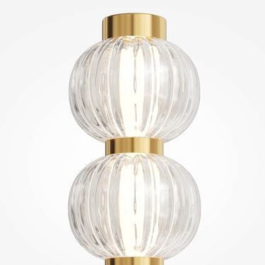 Wandleuchte Gold, gerippte Glaskugeln, LED‑Modul 3000 K –Amulet