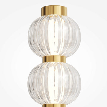 Wall light Gold, ribbed glass spheres, LED module 3000 K – Amulet