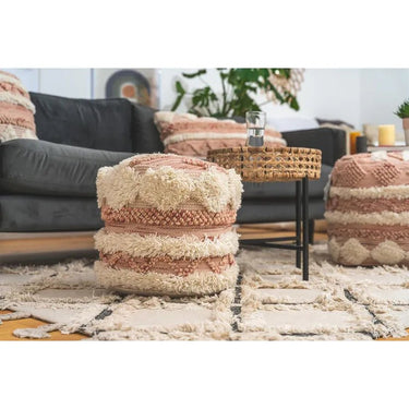 Hocker Wolle Handgefertigt Boho - Design Fransen & Quasten – Bohist 225 | Kayoom - Esszett Luxury | Stilvolles Wohnen mit Charakter