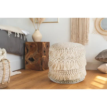 Hocker Wolle Handgefertigt Boho - Struktur mit Fransen & Quasten – Bohist 325 | Kayoom - Esszett Luxury | Stilvolles Wohnen mit Charakter