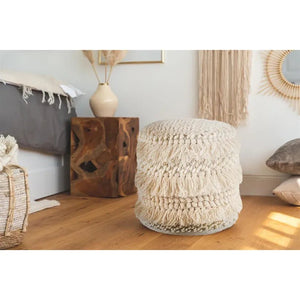 Hocker Wolle Handgefertigt Boho - Struktur mit Fransen & Quasten – Bohist 325 | Kayoom - Esszett Luxury | Stilvolles Wohnen mit Charakter