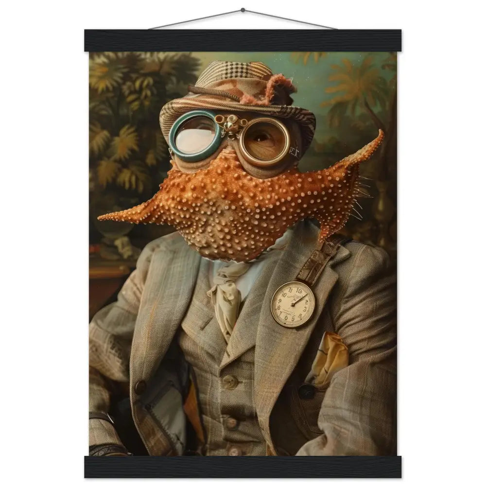 Schoolposter - Seestern, karierter Mantel, Lederakzente, goldene Taschenuhr | St Tropez Art