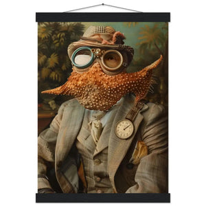 Schoolposter - Seestern, karierter Mantel, Lederakzente, goldene Taschenuhr | St Tropez Art