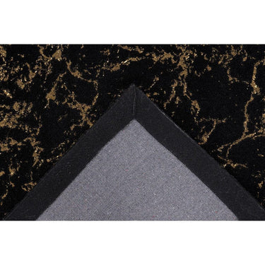 Teppich – Schwarz / Gold Farbe, Weicher Flor, Glanz Muster, 150 cm - Bijou 225 | Kayoom
