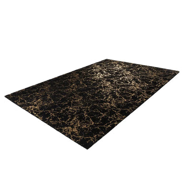 Teppich – Schwarz / Gold Farbe, Weicher Flor, Glanz Muster, 150 cm - Bijou 225 | Kayoom