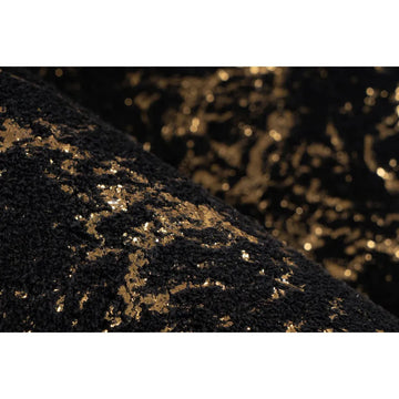 Teppich – Schwarz / Gold Farbe, Weicher Flor, Glanz Muster, 150 cm - Bijou 225 | Kayoom