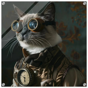 School Poster - Tonkinese Cat, Steampunk Outfit, Plexiglass Print | St Tropez Art