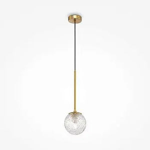 Pendant lamp with transparent moiré glass sphere and brass finish in modern design – Ligero | Maytoni