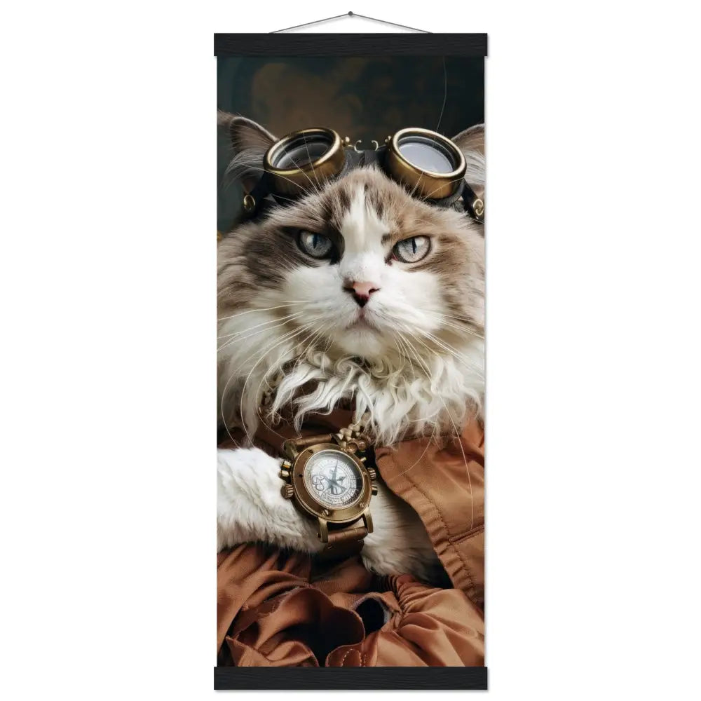 Schulposter – Sibirische-Katze Motiv, Steampunk-Kunstmotiv, Magnetische Holzaufhängung | St Tropez Art
