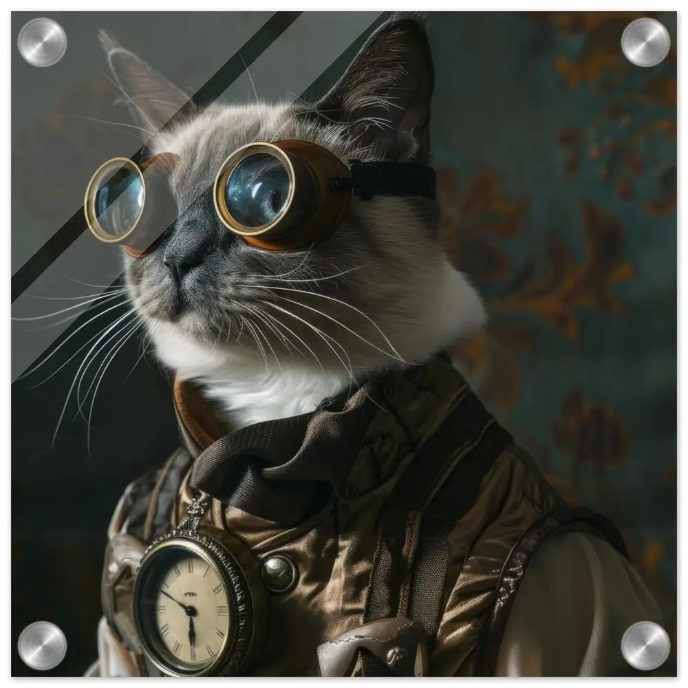 Schoolposter - Tonkinese Katze, Steampunk-Outfit, Plexiglasdruck | St Tropez Art