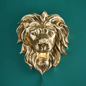 Wall Sconce – Sculptural Design, Animal Motif, Polyresin Construction, Gold Finish – King Lion | WERNS