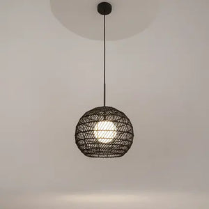 Pendant light braided basket white glass diffuser – Cane | Maytoni