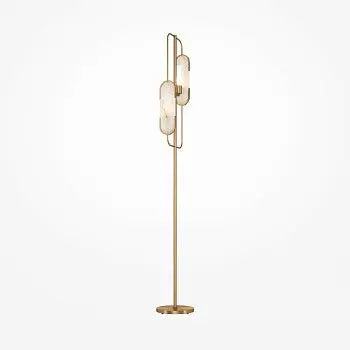 Floor lamp Metal frame Natural stone accents & Brass finish – Marmo | Maytoni