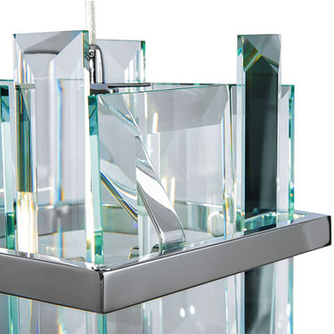 Pendelleuchte mit chromfarbenem Metallrahmen und transparenten Kristallplatten (1 × E14, max. 40 W, höhenverstellbar 400–1200 mm) im luxuriösen Design – Dune | Maytoni