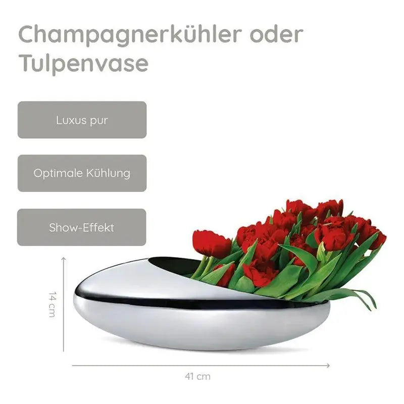 Champagnerkühler & Tulpenvase Hochglanzpolierter Edelstahl, Elegantes Design – Cocoon | Philippi