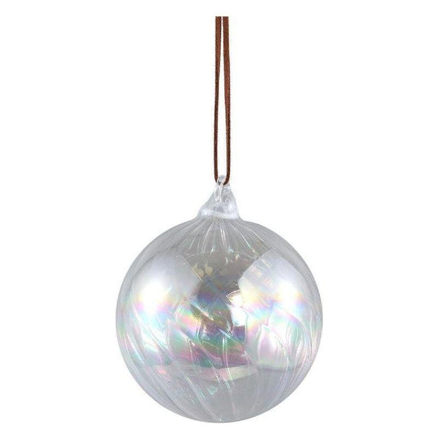Christbaumschmuck - Kaly Clear, Kugel mit Wirbellinien 8.0 x 8.0 x 8.0 cm von PTMD - Esszett Luxury | Stilvolles Wohnen mit Charakter