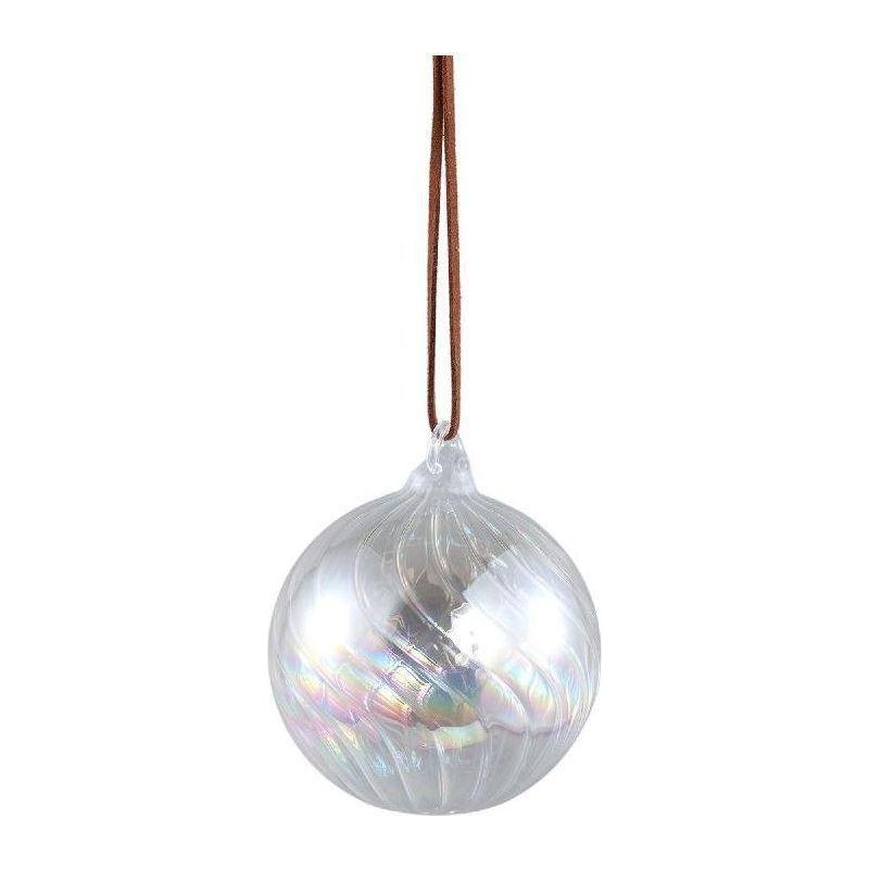 Christbaumschmuck - Kaly Clear, Kugel mit Wirbellinien 8.0 x 8.0 x 8.0 cm von PTMD - Esszett Luxury | Stilvolles Wohnen mit Charakter