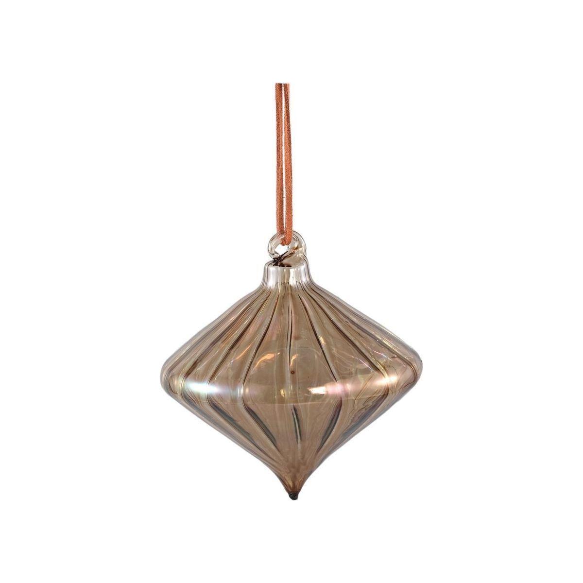 Christbaumschmuck - Portia Bronze, spitze Kugel mit Linien 10.0 x 10.0 x 10.0 cm von PTMD - Esszett Luxury | Stilvolles Wohnen mit Charakter