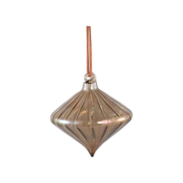 Christbaumschmuck - Portia Bronze, spitze Kugel mit Linien 10.0 x 10.0 x 10.0 cm von PTMD - Esszett Luxury | Stilvolles Wohnen mit Charakter