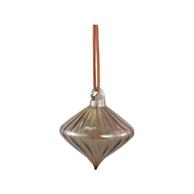 Christbaumschmuck - Portia Bronze, spitze Kugel mit Linien 8.0 x 8.0 x 8.5 cm von PTMD - Esszett Luxury | Stilvolles Wohnen mit Charakter