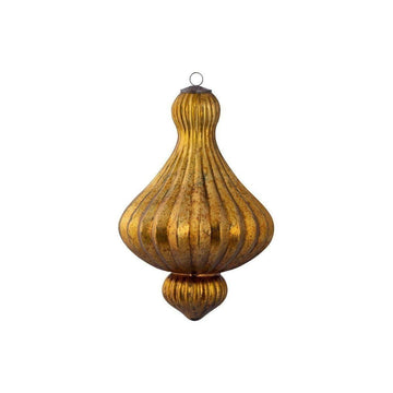 Christbaumschmuck - Rickon Gold, runde Kugel mit abgesetzter Spitze 20.0 x 20.0 x 30.0 cm von PTMD - Esszett Luxury | Stilvolles Wohnen mit Charakter