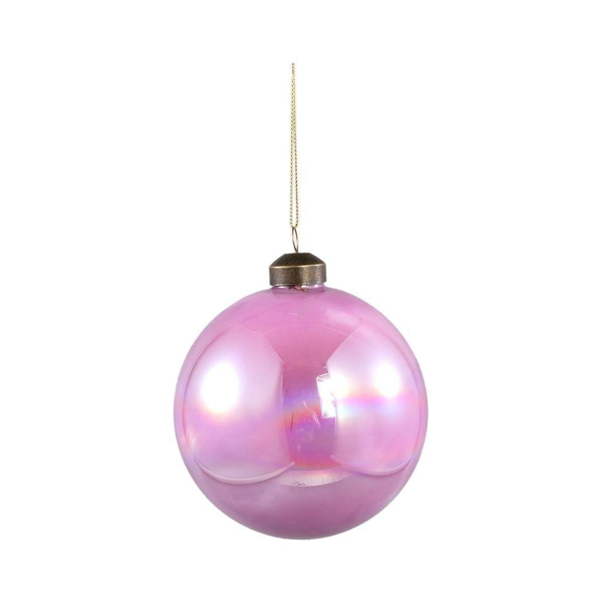 Christbaumschmuck - Shannin Rosa, Öl schimmernd Kugelform mit Spitze - 10.0 x 10.0 x 10.0 cm von PTMD - Esszett Luxury | Stilvolles Wohnen mit Charakter