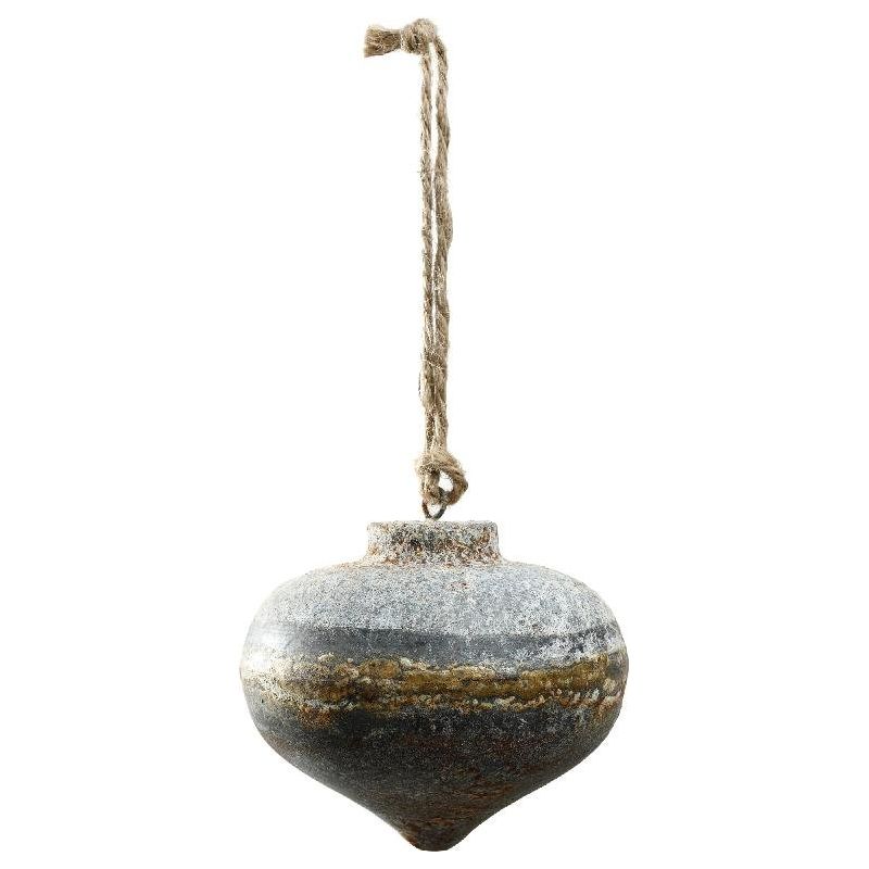 Christbaumschmuck - Xmas Dahly grey iron ball Oval L von PTMD - Esszett Luxury | Stilvolles Wohnen mit Charakter
