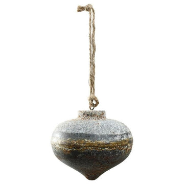Christbaumschmuck - Xmas Dahly grey iron ball Oval L von PTMD - Esszett Luxury | Stilvolles Wohnen mit Charakter