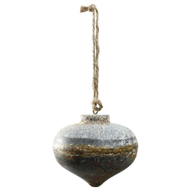 Christbaumschmuck - Xmas Dahly grey iron ball Oval L von PTMD - Esszett Luxury | Stilvolles Wohnen mit Charakter